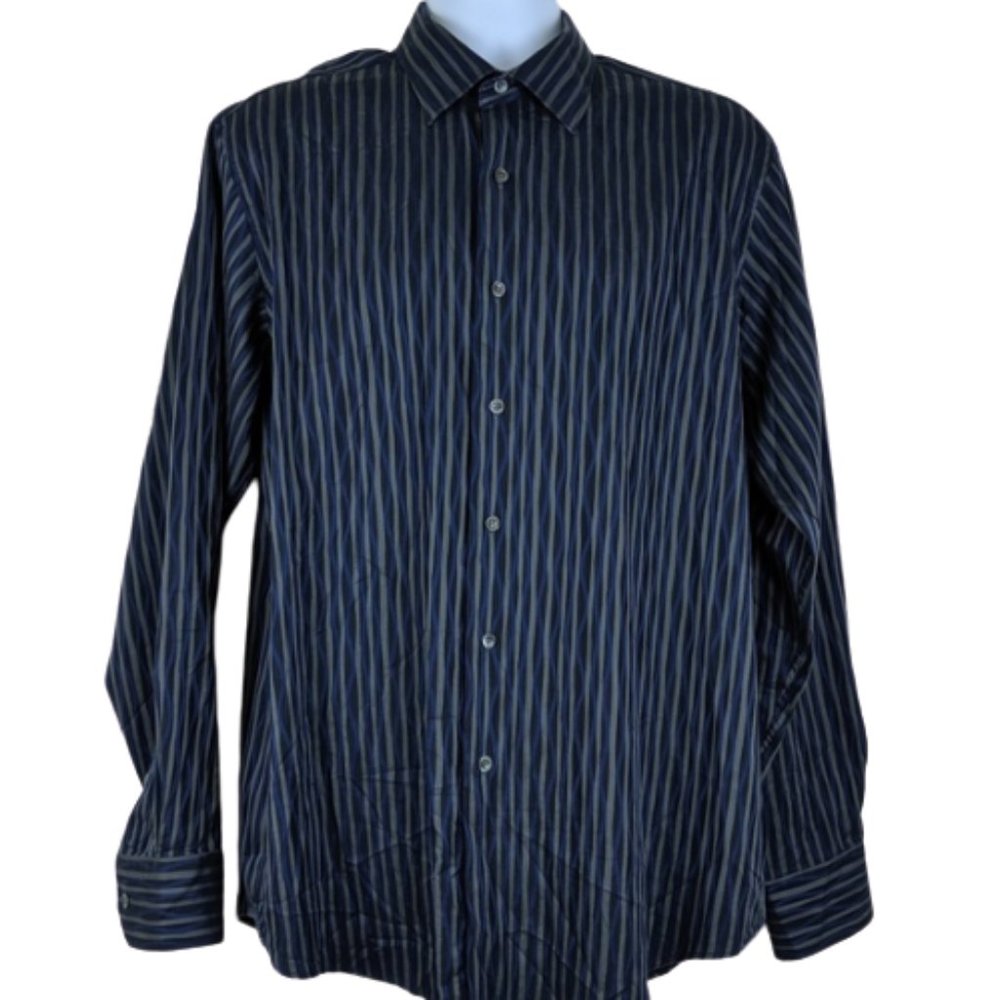 Bugatchi Uomo Size L Button Front Shirt Flip Cuff